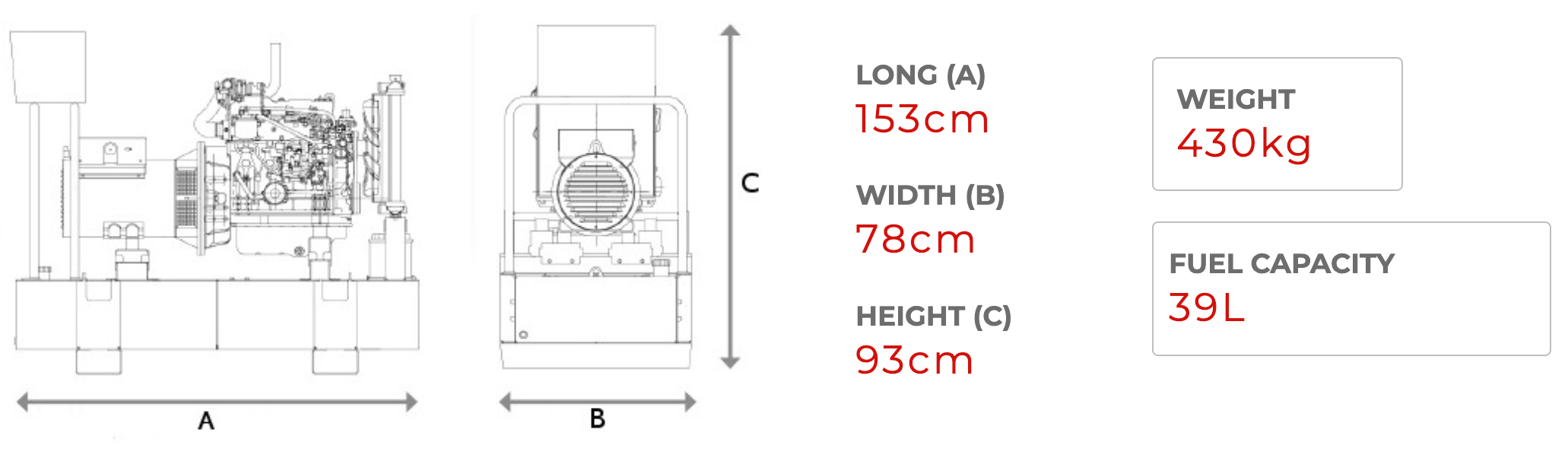 HIMOINSA HCY-9 M5 8 kVA Generator Dimensions 